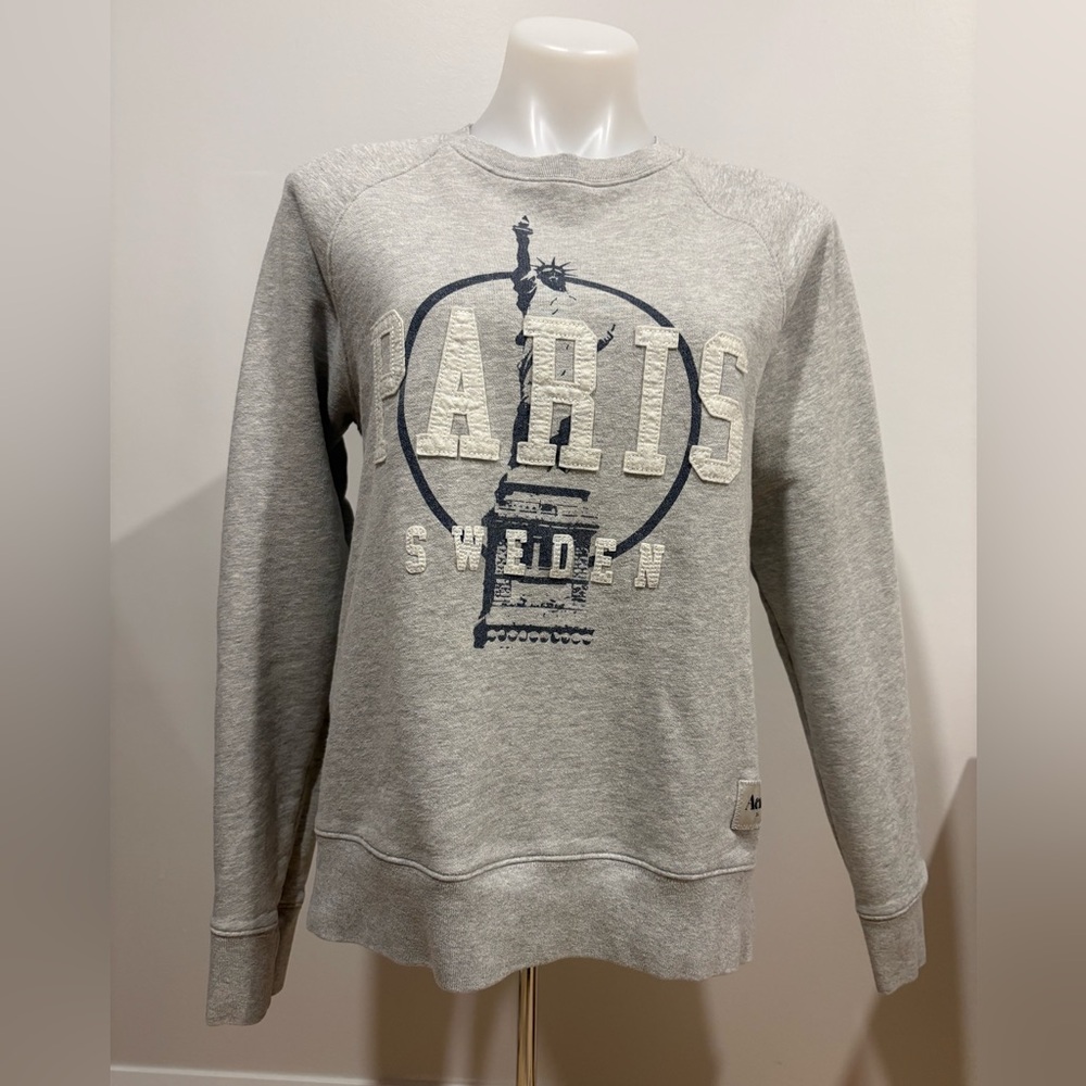 Acne Studios- Paris Graphic Crewneck Sweatshirt - Gray